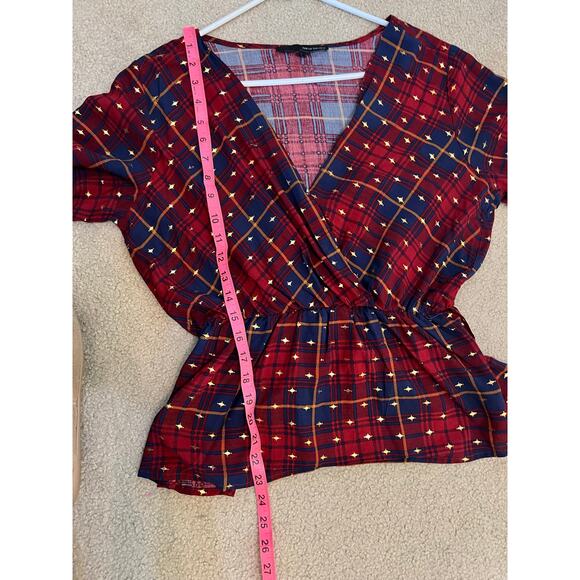 harve benard red & blue blouse women's size large concert festival - Picture 6 of 6